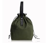 LELE LIFE Canvas Insulated Lunch Bag with Drawstring Closure, Wide-Open Foldable and Lightweight Lunch Tote Bag, Cooler Tote Bag for Work Office Picnic, Green