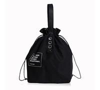 LELE LIFE Canvas Insulated Lunch Bag with Drawstring Closure, Wide-Open Foldable and Lightweight Lunch Tote Bag, Cooler Tote Bag for Work Office Picnic, Black