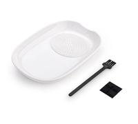 LELE LIFE Ceramic Grater Plate for Garlic and Ginger, Porcelain Garlic Grater Plate Bowl Dish for Grating, Grinding and Dipping (Oval)