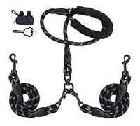 LELE LIFE Double Leash for Two Dogs, Heavy Duty Reflective, 360° Swivel, Tangle Free, Dual Large & Medium Dog Leash, with 2 Pack Poop Bag Holder, Black