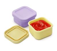 LELE LIFE Leakproof Silicone Salad Dressing Container To Go, 2Pcs 100ml Thick Dip Containers for Lunches, Sauce Condiment Containers with Lids, Small Nuts Snack Containers,Purple+Yellow