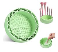 LELE LIFE Makeup Brush Cleaner Mat with Drying Rack, Silicone Makeup Brush Cleaning Mat Scrubber Bowl, Make Up Brush Cleaner Pad for Cosmetic Brushes,Green