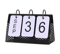 LELE LIFE Metal Perpetual Flip Calendar for Desk, Vintage Reusable Daily Standing Desk Calendar for Rustic Office Desktop Table Decor, Large Display, Black (BLACK)