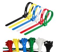 LELE LIFE Reusable Zip Ties 25cm, 120pcs Colored Zip Tie Heavy Duty Outdoor Small Cable Ties, Releasable Tie Wraps, Wire Ties Removable for Cord Management (25cm)