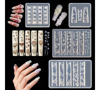 LELE LIFE Silicone Nail Molds, 4 Pack 3D Tulip Bouquets, Roses, Blossoms and Flowers, Nail Molds for Nail Art Charm for DIY Accessories Supplies(4 Pack: Tulip Bouquets, Roses, Blossoms and Flowers)