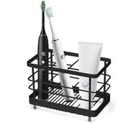 LELE LIFE Toothbrush Holders for Bathrooms Countertop, 7 Slots Electric Toothbrush Toothpaste Holder, Shower Toothbrush Stand for Storage and Organizer (Black)
