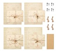LELE LIFE Vintage Floral Stationary Paper and Envelopes Set, 4 Designs Aged Antique Lined Stationery Sets for Letter Writing Kit, Double Sided Old Paper for Greeting Cards,Style A