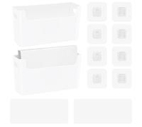 LELE LIFE Wall File Organizer, Self-Adhesive Wall Mount Pocket Hanging File Holder for Mail, Letter, Paper, Folder, Document, Magazine Rack for Office Home, White (2 Pack)