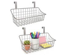LeleCAT Basket with hook Grid Storage Basket,Hang it behind a door or on a railing,Over the Cabinet Door,Champagne Gray,2 Pack
