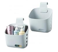 LeleCAT Plastic Hanging Basket, 2 Pack, Gray, Kitchen Storage Basket with Detachable Hook, Over Cabinet Door