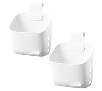LeleCAT Plastic Hanging Basket Kitchen Storage organizer, Basket with Detachable hook, Hang it behind a door or on a railing, Over the Cabinet Door (White, Large-2 Pack)