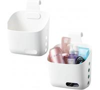 LeleCAT Plastic Hanging Basket Kitchen Storage organizer, Basket with Detachable hook, Hang it behind a door or on a railing, Over the Cabinet Door (White, Large-2 Pack)