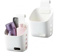 LeleCAT Plastic Small White Modern Kitchen Hanging Basket, 2 Pack with Detachable Hook, Over Cabinet Door or Railing, 3.07" D x 5" W x 4.8" H, Kitchen Storage