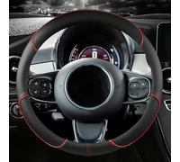 LeLeD For BMW X1 E84 F48 F49 U11 / X2 F39 / X3 E83 F25 G01 /X4 F26 G02 Car Steering Wheel Cover,Leather Anti-slip Breathable Wear-Resistant Protector accessories.,A-Red-Type O