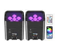 LeLeght 2PCS 108W Battery LED Par Stage Light APP (iOS and Android), Rechargeable RGBW UV Spot Uplight Outdoor with Remote Control/DMX Disco Light for DJ Party Bar Wedding Birthday