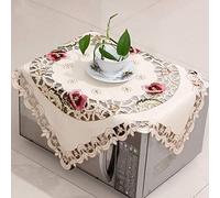 LeLehome Rufous Flower Embroidered Lace Cream Beige 33 Inch x 33 Inch Square Tablecloth, Vintage Classic Dinning Table Cloth Wrinkle Free Table Cover