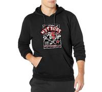 lelei Men's New The Meteors Hoody Psychobilly Punk Rock Rockabilly Pullover Hoody Black XL