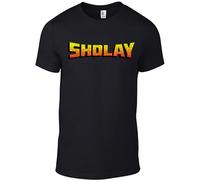lelei Sholay Logo T-Shirt Amitabh Bachchan Bollywood Indian Movie Soundtrack Cd DVD B Black