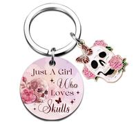 Lelekdo Skull Keychain Skull Gifts for Women Spooky Gifts for Women Goth Gothic Gift for Adults Women Funny Skulls Gift Halloween Boo Basket Stuffers for Her Him Day of the Dead Decor