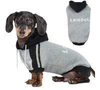 Lelepet Dachshund Hoodie, Puppy Sweatshirt with Lelepet Print, Warm Cotton Fleece Jumper for Sausage Dogs, Soft Winter Dog Clothes Outfit Apparel, Grey S