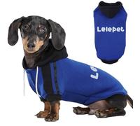 Lelepet Dachshund Hoodie, Puppy Sweatshirt with Lelepet Print, Warm Cotton Fleece Jumper for Sausage Dogs, Soft Winter Dog Clothes Outfit Apparel, Blue M