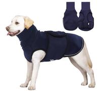 Lelepet Dog Anxiety Jacket Calming Coat with Ear Cover, Turtleneck Dog Calming Hoodie for Thunder Firework, Adjustable Pet Soothing Shirt with Ear Muff Hood, Puppy Anxiety Relief Vest, Navy Blue 2XL