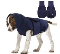 Lelepet Dog Anxiety Jacket Calming Coat with Ear Cover, Turtleneck Dog Calming Hoodie for Thunder Firework, Adjustable Pet Soothing Shirt with Ear Muff Hood, Puppy Anxiety Relief Vest, Navy Blue XL
