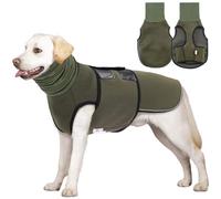 Lelepet Dog Anxiety Jacket Calming Coat with Ear Cover, Turtleneck Dog Calming Hoodie for Thunder Firework, Adjustable Pet Soothing Shirt with Ear Muff Hood, Puppy Anxiety Relief Vest, Army Green 2XL