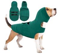 Lelepet Dog Anxiety Vest with Ear Wrap, Soft Pet Hoodie for Thunder Fireworks, Adjustable Dog Calming Coat for Large Dogs, Pets Soothing Shirt with Ear Muff, Green XL