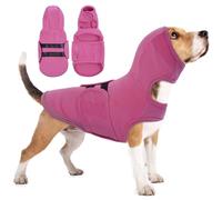 Lelepet Dog Anxiety Vest with Ear Wrap, Soft Pet Hoodie for Thunder Fireworks, Adjustable Dog Calming Coat for Large Dogs, Pets Soothing Shirt with Ear Muff, Rose Red L