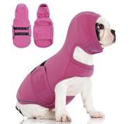 Lelepet Dog Anxiety Vest with Ear Wrap, Soft Pet Hoodie for Thunder Fireworks, Adjustable Dog Calming Coat for Small Dogs, Pets Soothing Shirt with Ear Muff, Rose Red S