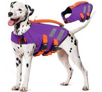 Lelepet Dog Life Jacket for Large Dogs, Adjustable Pet Swimming Vest with Rescue Handle & Reflective Strips, High Buoyancy Dog Flotation Vest, Ripstop Puppy Pool Coat for Water Activities, Purple XL