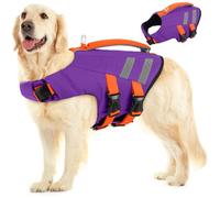 Lelepet Dog Life Jacket for Large Dogs, Adjustable Pet Swimming Vest with Rescue Handle & Reflective Strips, High Buoyancy Dog Flotation Vest, Ripstop Puppy Pool Coat for Water Activities, Purple 2XL