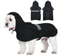 Lelepet Dog Raincoat, Waterproof Jacket for Medium Dogs, Windproof Reflective Pet Wet Weather Coat for Outdoor Walking, Puppy Rain Jacket Dog Poncho with Harness Hole, Black M