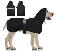 Lelepet Dog Raincoat, Waterproof Jacket for Outdoor Walking, Black L