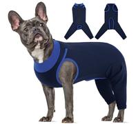 Lelepet Dog Recovery Suit, Long Sleeve Wound Protector for Cruciate Ligament Surgery, Anti-Lick Dog Back Leg Surgical Suit Pet Medical Shirt After Operation, Navy Blue S