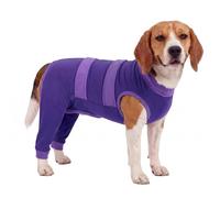Lelepet Dog Recovery Suit with Legs, Neutering Recovery Suit Male Dogs, Pet Back Leg Wound Protector, Anti Lick Dog Sleeve Rear Leg, Post Op Suits Large Dogs, Purple L