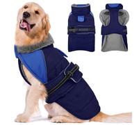 Lelepet Dog Winter Coat, Waterproof Warm Puppy Jacket with Reflective Strips, Fleece Lined, Adjustable Fit for Large Dogs, Cold Weather Windproof Dog Vest, Navy Blue 2XL