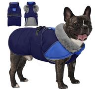 Lelepet Dog Winter Coat, Waterproof Warm Puppy Jacket with Reflective Strips, Fleece Lined, Adjustable Fit for Medium Dogs, Cold Weather Windproof Dog Vest, Navy Blue M