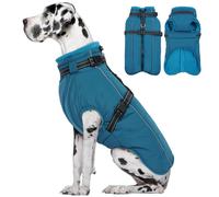 Lelepet Extra Large Dog Coat With Harness - Warm Waterproof Fleece Jacket, Winter Reflective Vest Snow Suit for Large Dogs, Weimaraner - Blue 3XL
