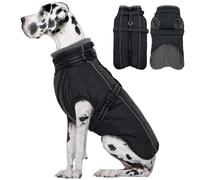 Lelepet Extra Large Dog Coat With Harness - Warm Waterproof Fleece Jacket, Winter Reflective Vest Snow Suit for Large Dogs, Weimaraner - Black 3XL