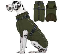 Lelepet Extra Large Dog Coat With Harness - Warm Waterproof Fleece Jacket, Winter Reflective Vest Snow Suit for Large Dogs, Weimaraner - Army Green 3XL