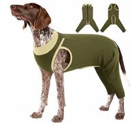 Lelepet Large Breed Dog Hind Leg Post Op Suit, Male Dog Rear Legs Castration Suit, After Surgery Wound Protector, Adjustable Pet Medical Shirt with Zipper, Army Green 3XL