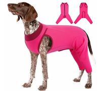Lelepet Large Breed Dog Hind Leg Post Op Suit, Male Dog Rear Legs Castration Suit, After Surgery Wound Protector, Adjustable Pet Medical Shirt with Zipper, Rose Red 3XL