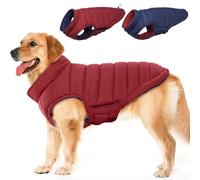 Lelepet Reversible Dog Winter Coat, Warm Waterproof Jacket for Large dogs, Puppy Winter Puffer Jacket, Windproof Dog Vest, Easy on/Off, Wine Red 2XL