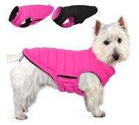 Lelepet Reversible Dog Winter Coat, Warm Waterproof Jacket for Medium Dogs, Puppy Winter Puffer Jacket, Windproof Dog Vest, Easy on/Off, Rose Red M