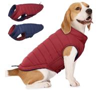 Lelepet Reversible Dog Winter Coat, Warm Waterproof Jacket for Medium Large dogs, Puppy Winter Puffer Jacket, Windproof Dog Vest, Easy on/Off, Wine Red L