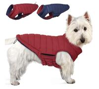 Lelepet Reversible Dog Winter Coat, Warm Waterproof Jacket for Small Dogs, Puppy Winter Puffer Jacket, Windproof Dog Vest, Easy on/Off, Wine Red XS