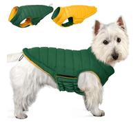Lelepet Reversible Dog Winter Coat, Warm Waterproof Jacket for Small Dogs, Puppy Winter Puffer Jacket, Windproof Dog Vest, Easy on/Off, Green XS