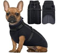Lelepet Small Dog Coat With Harness - Warm Waterproof Fleece Jacket, Winter Reflective Vest Snow Suit for Yorkshire, Papillon - Black S